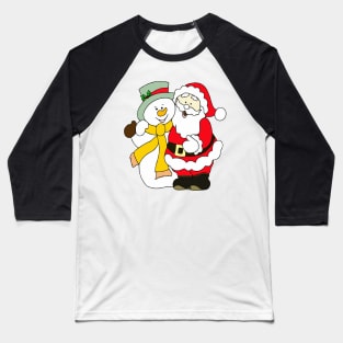 Merry Christmas Santa & Snowman Baseball T-Shirt